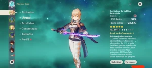 Jean+Arma da Ayaka( Cortadora da neblina reforjada) Ar.39 - Genshin Impact