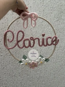 Guirlanda Laço e Flores de tricotin