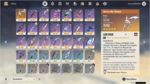 Conta AR53 Xiao, Zhongli e Ganyu + Arco de Amos - Genshin Impact