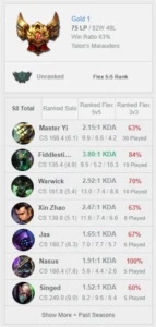 Conta Gold 1 - League of Legends LOL