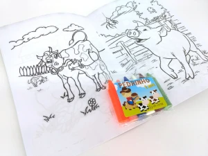 Kit Colorir Fazendinha com Revista G e 6 Gizes - Artesanato e Personalizados