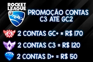 PROMOÇÃO contas Rocket League C3 Até Gc2 E Diamante FA