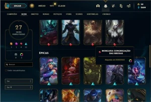Conta bronze 2 com 60 Champs e 27 Skins - League of Legends LOL