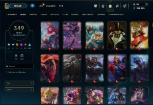 Prata 3 com TODOS os Champs e 349 Skins ( Nivel 884 ) - League of Legends LOL