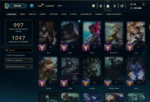 Prata 3 com TODOS os Champs e 349 Skins ( Nivel 884 ) - League of Legends LOL