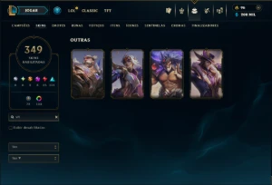 Prata 3 com TODOS os Champs e 349 Skins ( Nivel 884 ) - League of Legends LOL