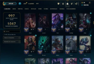 Prata 3 com TODOS os Champs e 349 Skins ( Nivel 884 ) - League of Legends LOL
