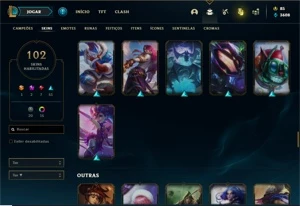 Conta bronze 2 com 91 Champs e 102 Skins + 1 Prestigio - League of Legends LOL