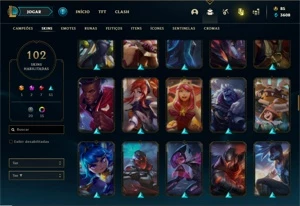 Conta bronze 2 com 91 Champs e 102 Skins + 1 Prestigio - League of Legends LOL