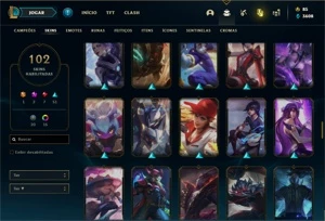 Conta bronze 2 com 91 Champs e 102 Skins + 1 Prestigio - League of Legends LOL