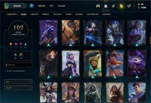 Conta bronze 2 com 91 Champs e 102 Skins + 1 Prestigio - League of Legends LOL