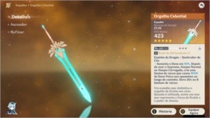 Conta genshin impact AR 38 com 3 personagens 5* e 1 arma 5*