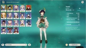 Conta genshin impact AR 38 com 3 personagens 5* e 1 arma 5*