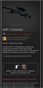 AWP | Corticeira com mais de 300 reais em adesivos - Counter Strike CS