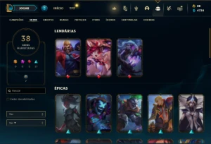 Conta Unranked com 80 Champs e 38 Skins ( MAIN JG ) - League of Legends LOL
