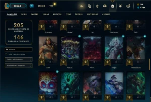 Conta Unranked com 80 Champs e 38 Skins ( MAIN JG ) - League of Legends LOL