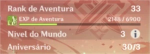 Conta- AR33-NA  + XIAO+JEAN+CORTADOR DE JADE  5* - Genshin Impact