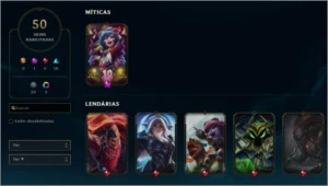 Conta LOL - 50 Skins - Nv 318 - plat iv s/f - 100 Champions - League of Legends