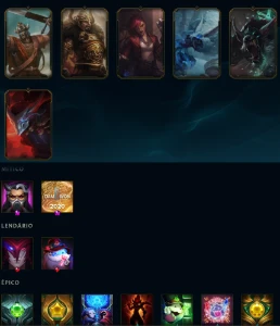 Conta LOL lv276 89 Skins 1 Ultimate 15 lendarias 37 épicas - League of Legends