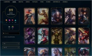 Conta de LoL Platina 4 com 89 skins - League of Legends
