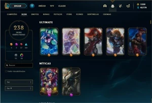 Conta Unranked com TODOS os champs e 338 Skins +8 Vitoriosas - League of Legends LOL