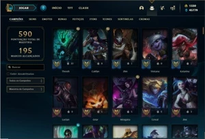 Conta Unranked com TODOS os champs e 338 Skins +8 Vitoriosas - League of Legends LOL