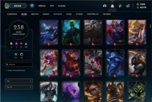 Conta Unranked com TODOS os champs e 338 Skins +8 Vitoriosas - League of Legends LOL