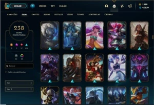 Conta Unranked com TODOS os champs e 338 Skins +8 Vitoriosas - League of Legends LOL