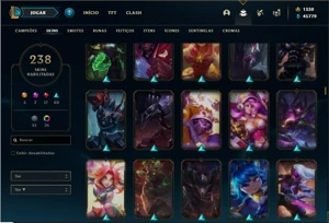 Conta Unranked com TODOS os champs e 338 Skins +8 Vitoriosas - League of Legends LOL