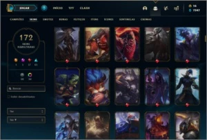 Conta ouro 1 com 150 champs, 172 skins ( MAIN TOP / JG ) - League of Legends LOL