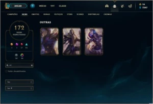 Conta ouro 1 com 150 champs, 172 skins ( MAIN TOP / JG ) - League of Legends LOL