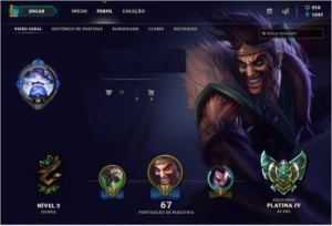 Conta LoL Platina IV - League of Legends