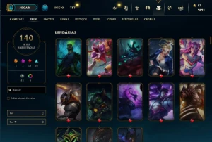 Promoção Conta Lol Lvl 587 Unranked Com 140 Skins Main Zed - League of Legends