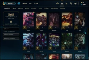 Conta ouro 1 com 17 skins e 71 champs - League of Legends LOL
