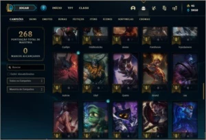 Conta ouro 1 com 17 skins e 71 champs - League of Legends LOL