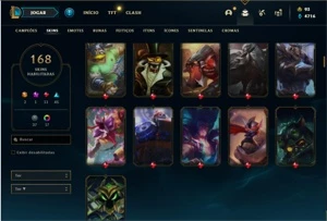 Conta platina 4 com TODOS os champs e 168 Skins + 665k de GP - League of Legends LOL