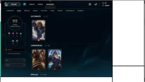 Conta Completa Level 54 - 92 Skins Elo Atual: Gold IV. - League of Legends LOL