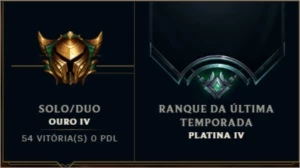 CONTA OURO IV (SEASON PASSADA PLATINA IV) - League of Legends LOL