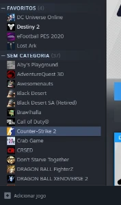 Steam com Destiny2, cs2, Dbz fighterz, xenoverse