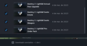 Steam com Destiny2, cs2, Dbz fighterz, xenoverse
