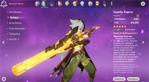AR42-Ayaka + Espada Aspera + Espinha Celestial + Banner Arma - Genshin Impact