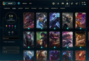 Conta Unranked com 85 Champs e 59 Skins - League of Legends LOL