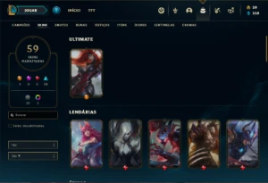 Conta Unranked com 85 Champs e 59 Skins - League of Legends LOL