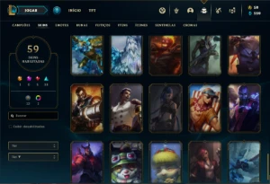 Conta Unranked com 85 Champs e 59 Skins - League of Legends LOL