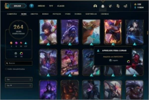 Conta platina 4 com 155 champs e 264 skins (8 Prestigios) - League of Legends LOL