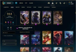 Conta platina 4 com 155 champs e 264 skins (8 Prestigios) - League of Legends LOL