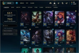 Conta platina 4 com 155 champs e 264 skins (8 Prestigios) - League of Legends LOL