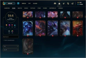 Conta platina 4 com 155 champs e 264 skins (8 Prestigios) - League of Legends LOL