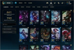Conta platina 4 com 155 champs e 264 skins (8 Prestigios) - League of Legends LOL