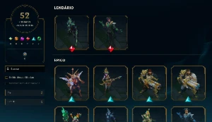 Conta com 689 skin's, 500 emotes e 539 icones. - League of Legends LOL